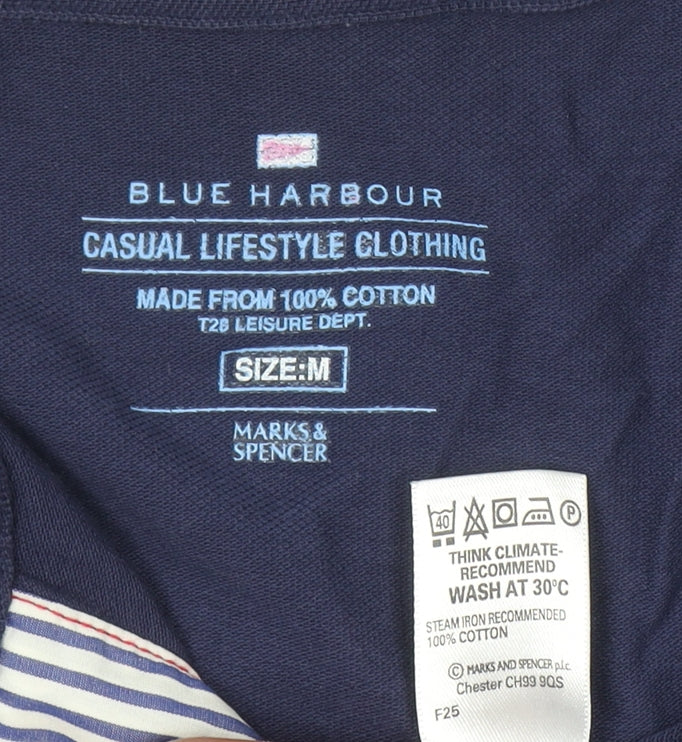 Marks & Spencer Blue Harbour Men's Blue Long Sleeve Cotton Shirt M