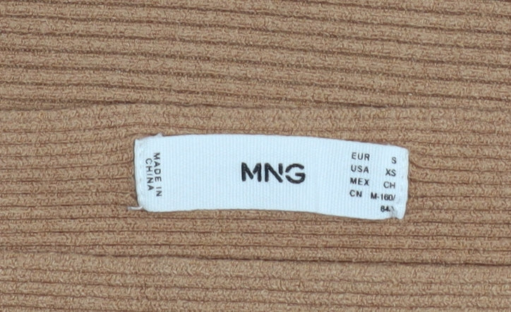 Mango Women’s Beige Ribbed Boat Neck Relaxed Fit Pullover Jumper Size 8