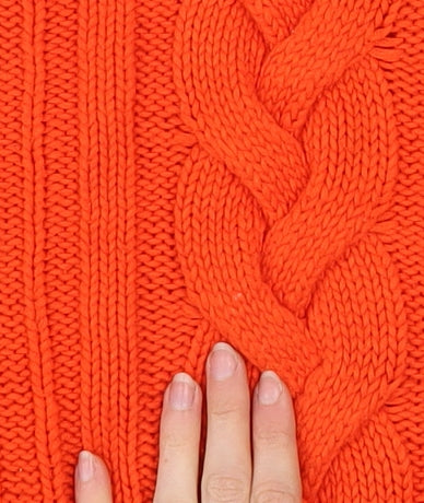 H&M Women Orange Cable-Knit Crew Neck Pullover Jumper Size 12
