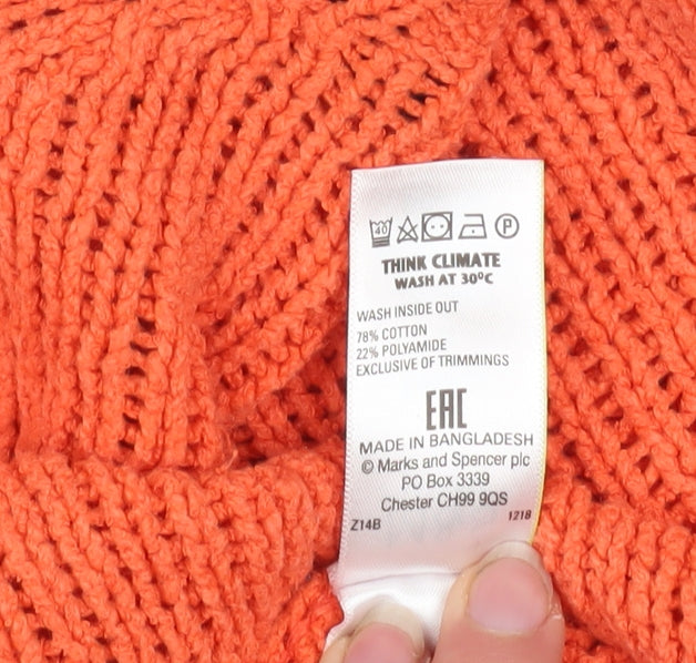 Marks & Spencer Women’s Orange V-Neck Knit Jumper Size S