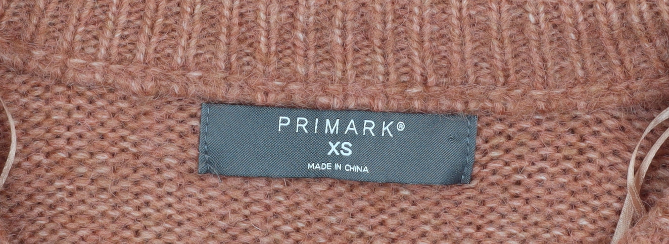 Primark Womens Brown V-Neck Knit Pullover Jumper XS