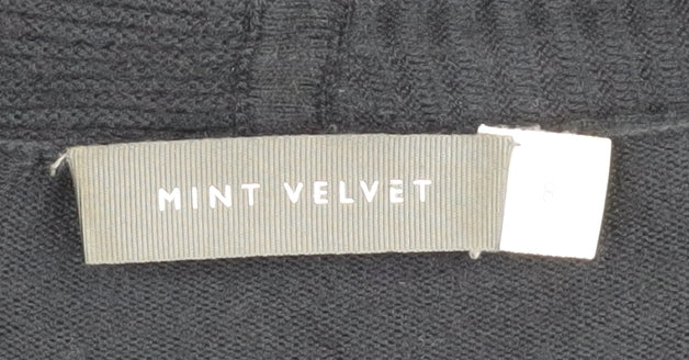 Mint Velvet Womens Black Cotton Blend Long Zip Coatigan Size 6