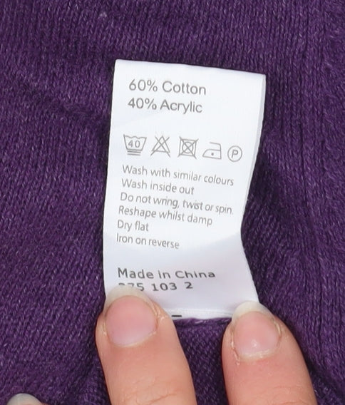 John Lewis Men's Purple Cotton Acrylic V-Neck Jumper M