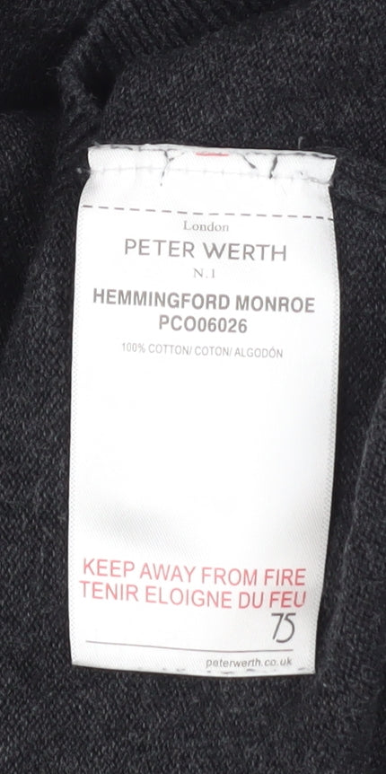 Peter Werth Men's Black Cotton Long Sleeve Button-Up Polo Shirt Size L