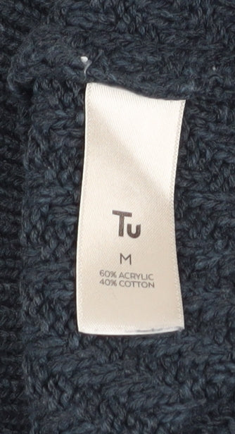 Tu Men's Grey Chunky Half Zip Knit Jumper M Regular Fit