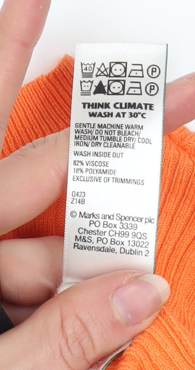 Marks & Spencer Womens Orange Knit 3/4 Sleeve Basic T-Shirt M