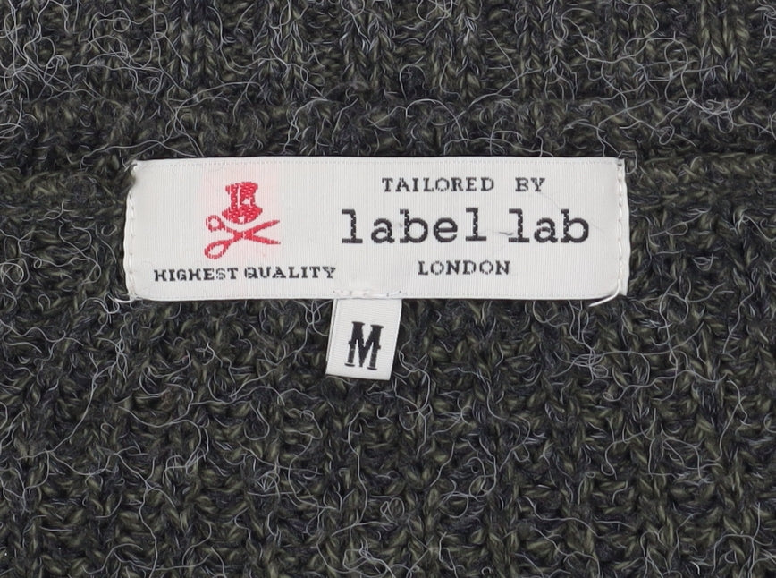 Label Lab Men's Grey Wool Blend Chunky Knit Jumper Size M