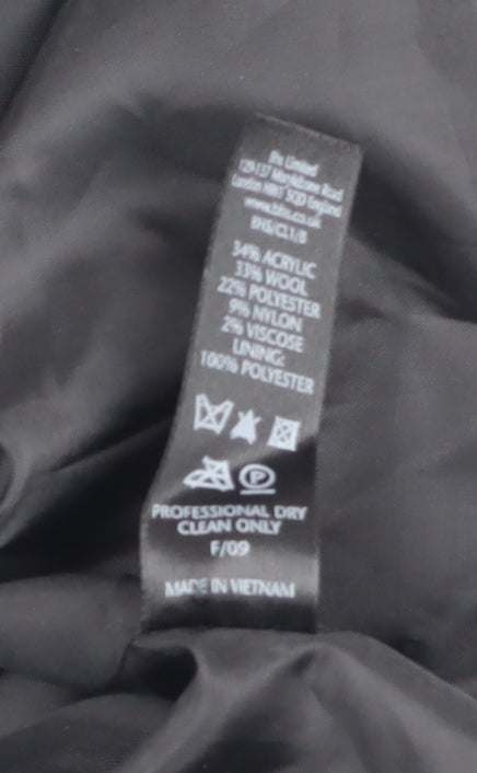 BHS Women’s Grey Wool Blend Button Up Mid-Length Overcoat Size 18