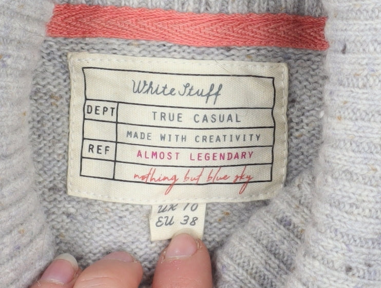 White Stuff Women’s Multicoloured Roll Neck Chunky Knit Jumper Size 10