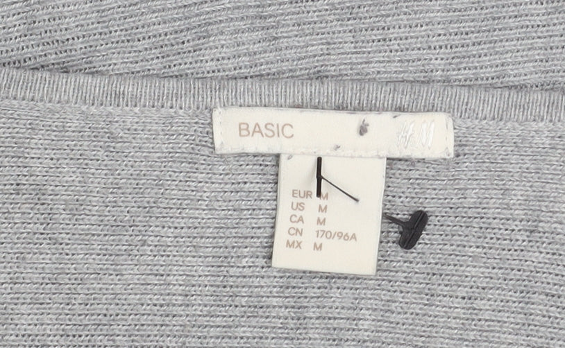 H&M Women Grey V-Neck Long Sleeve Pullover Jumper Size 12