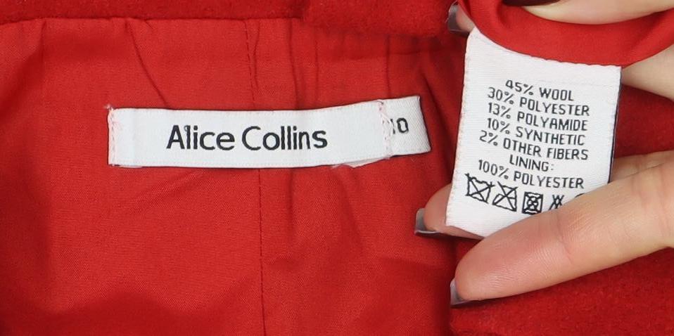 Alice Collins Women's Red Wool Blend Single-Breasted Blazer Size 12