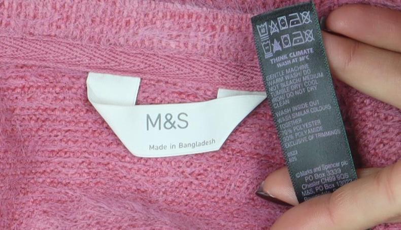 Marks and Spencer Womens Pink V-Neck Relaxed Knit Jumper Size M