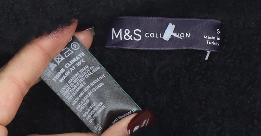 Marks & Spencer Women’s Black Short Fleece Open Jacket Size S