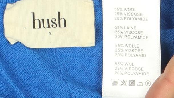 Hush Women’s Blue Wool Blend Relaxed Fit Pullover Jumper Size S