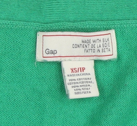 Gap Women's Green XS V-Neck Silk Cotton Cardigan