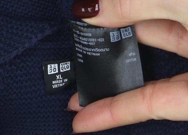 Uniqlo Womens Blue Cotton V-Neck Short Sleeve Pullover Jumper XL
