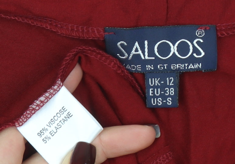 Saloos Women's Red Wrap Long Sleeve Jersey Blouse UK 12