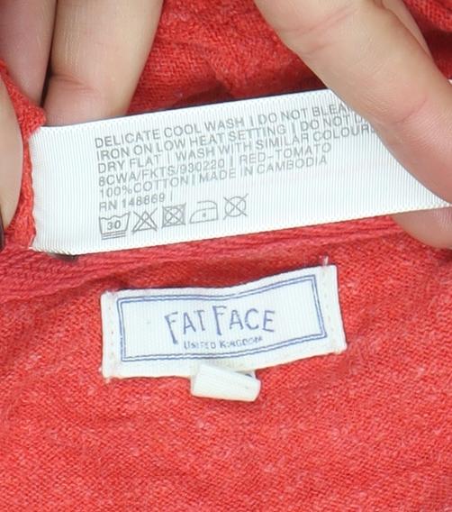 FatFace Women’s Red Linen Blend Crew Neck Long Sleeve Jumper UK 10