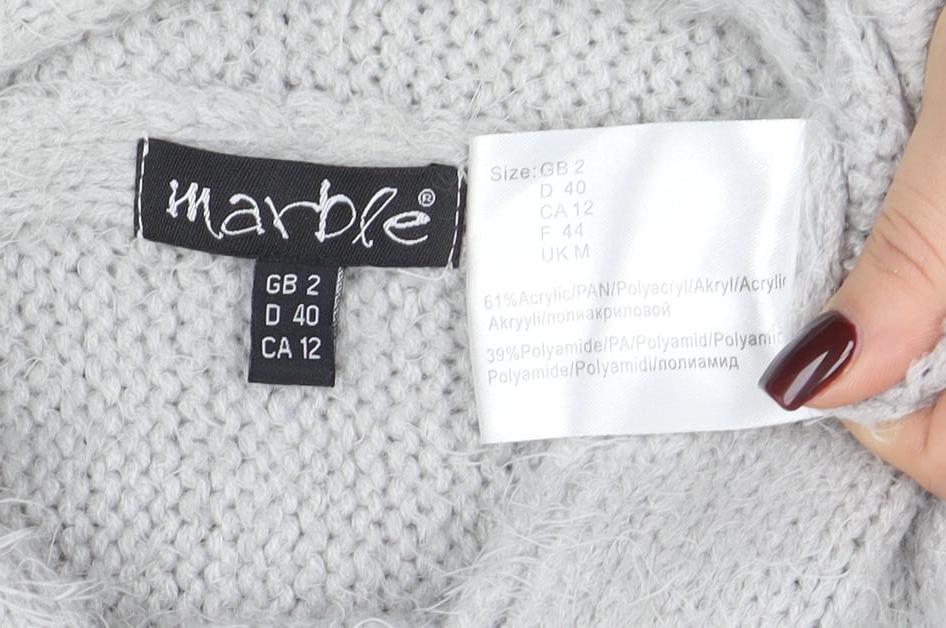Marble Women's Grey Chunky Knit Open Cardigan Size 12