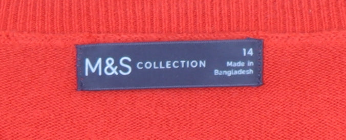 Marks & Spencer Women's Red Acrylic Crew Neck Pullover Jumper Size 14