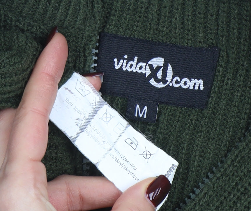 vidaXL Men’s Green 1/2 Zip High Neck Knit Jumper Size M