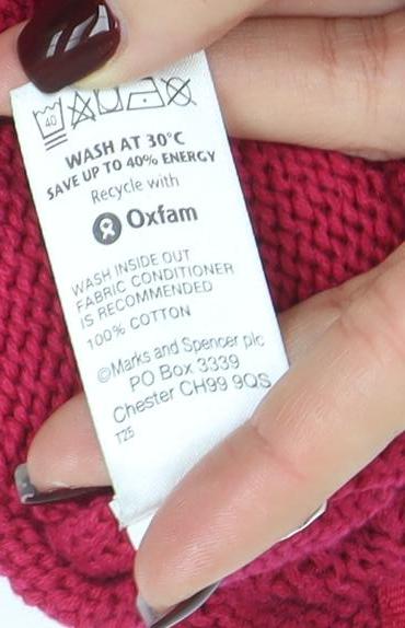 Marks and Spencer Women’s Red Cotton Crew Neck Long Sleeve Jumper Size 12