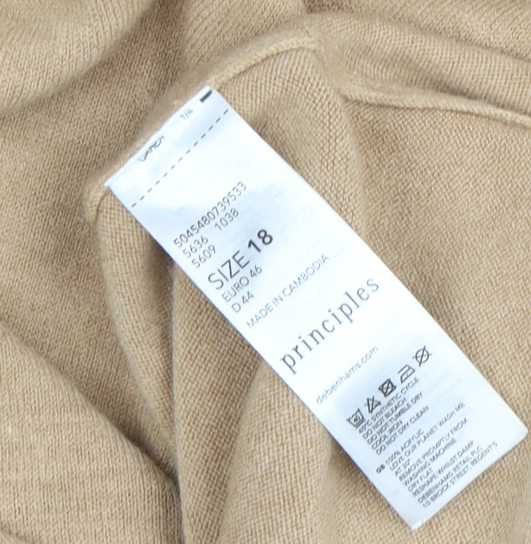 Principles Women’s Beige Mock Neck Long Sleeve Tunic Jumper Size 18