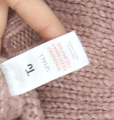 Tu Women Pink Crew Neck Chunky Knit Pullover Jumper Size S