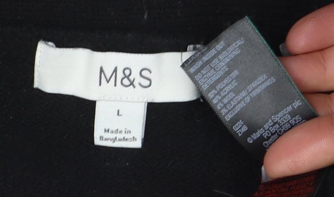 Marks & Spencer Women’s Black L V-Neck Buttoned Cardigan
