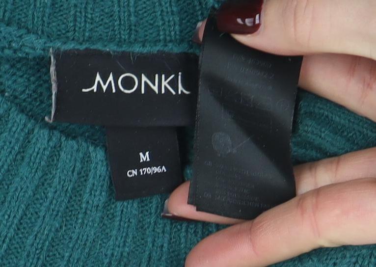 Monki Women Green Wool Blend High Neck Long Sleeve Pullover Jumper M