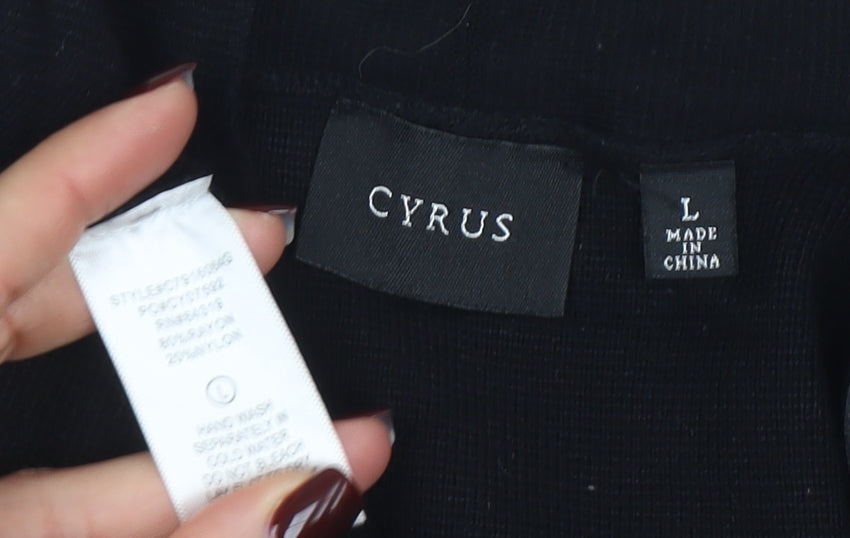 Cyrus Womens Black L Lightweight Open Knit Long Sleeve Cardigan