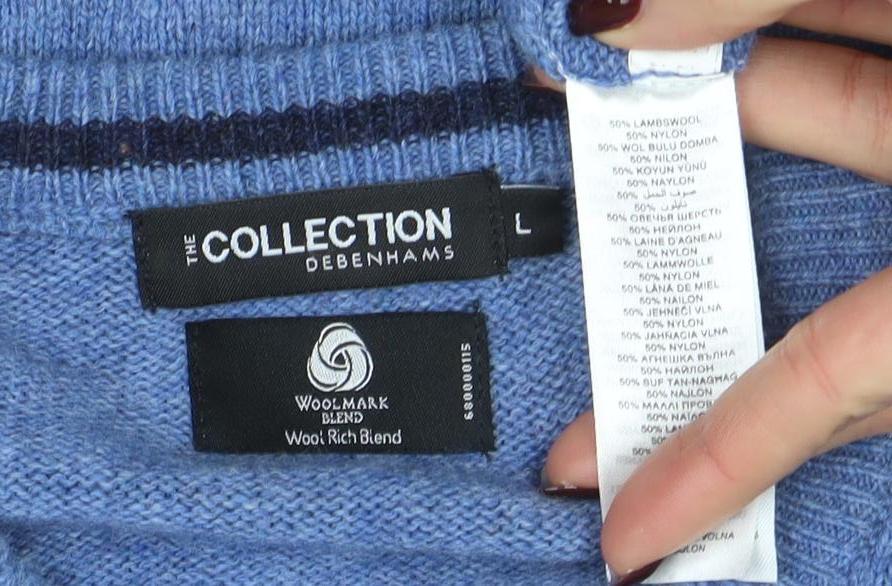 The Collection Debenhams Men's Blue Lambswool Blend Pullover Jumper L