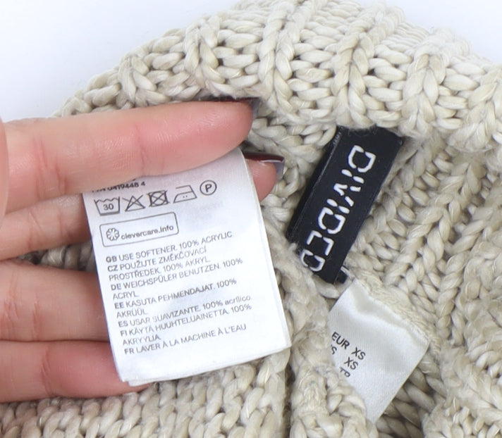 DIVIDED Women's Beige Roll Neck Chunky Knit Jumper XS