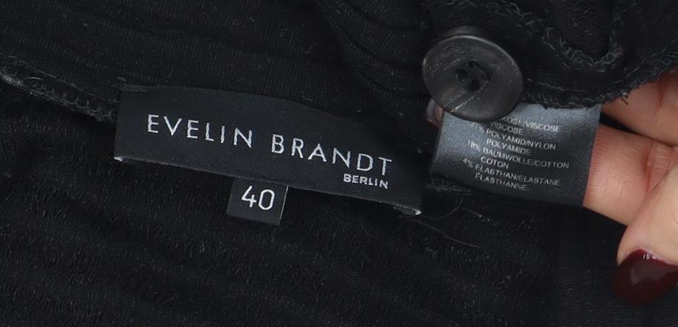 Evelin Brandt Berlin Women's Black Cotton V-Neck Cardigan Size 12