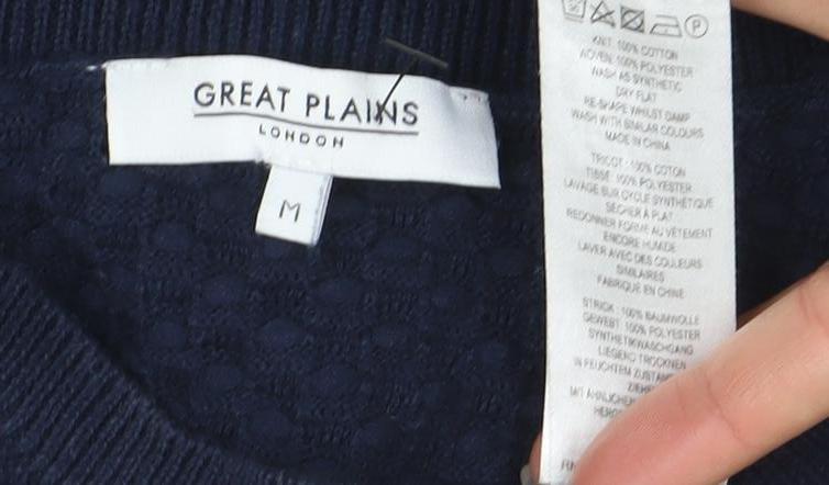 Great Plains Women's Blue Knit Pleated Hem Pullover Jumper Size M