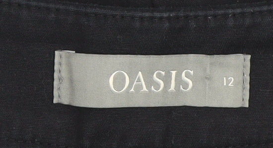 Oasis Women Black Cropped Slim Trousers Size 12