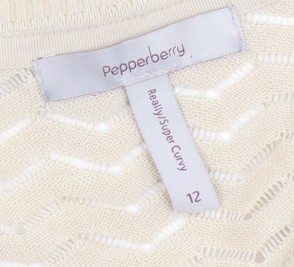 Pepperberry Womens Beige V-Neck Long Sleeve Knit Cardigan Size 12