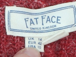Fat Face Women's Red Wool Blend Long Sleeve Open Cardigan Size 14