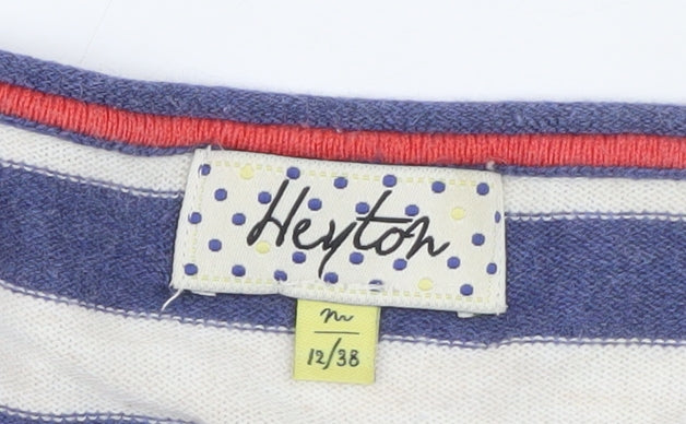 Heyton Womens Blue Striped Cotton Pullover Jumper Size 12