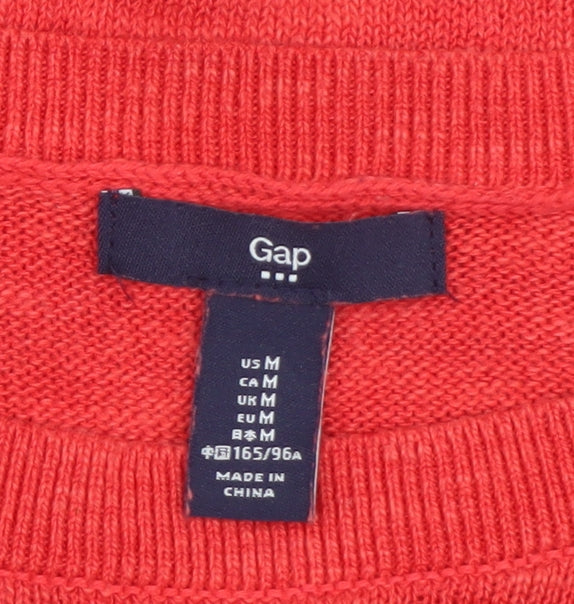 Gap Men Red Cotton Crew Neck Pullover Jumper Size M