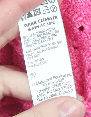 Marks & Spencer Women’s Pink Open-Knit Cotton Blend Jumper Size L