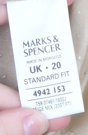 Marks & Spencer Women Beige Tweed Cardigan Jacket UK 20 Classic Fit