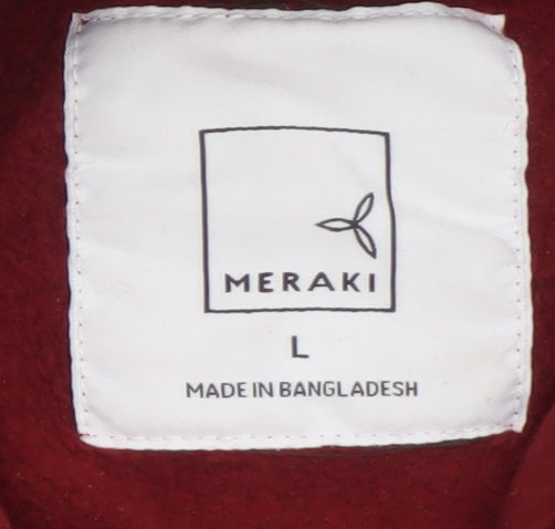 Meraki Men's Red Pullover Hoodie Size L Fleece Cotton Blend