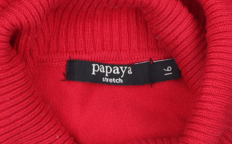 Papaya Women Red Roll Neck Long Sleeve Jumper Size 16