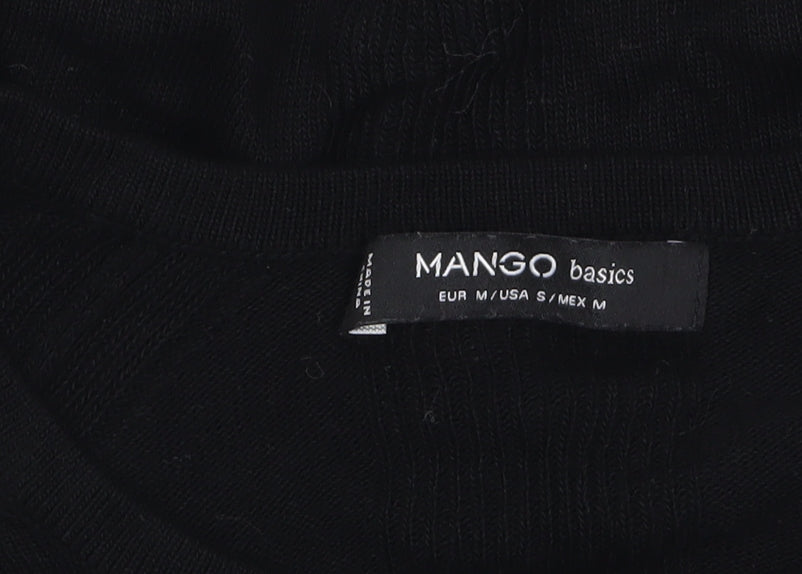 Mango Womens Black Cotton Crew Neck Pullover Jumper Size 12