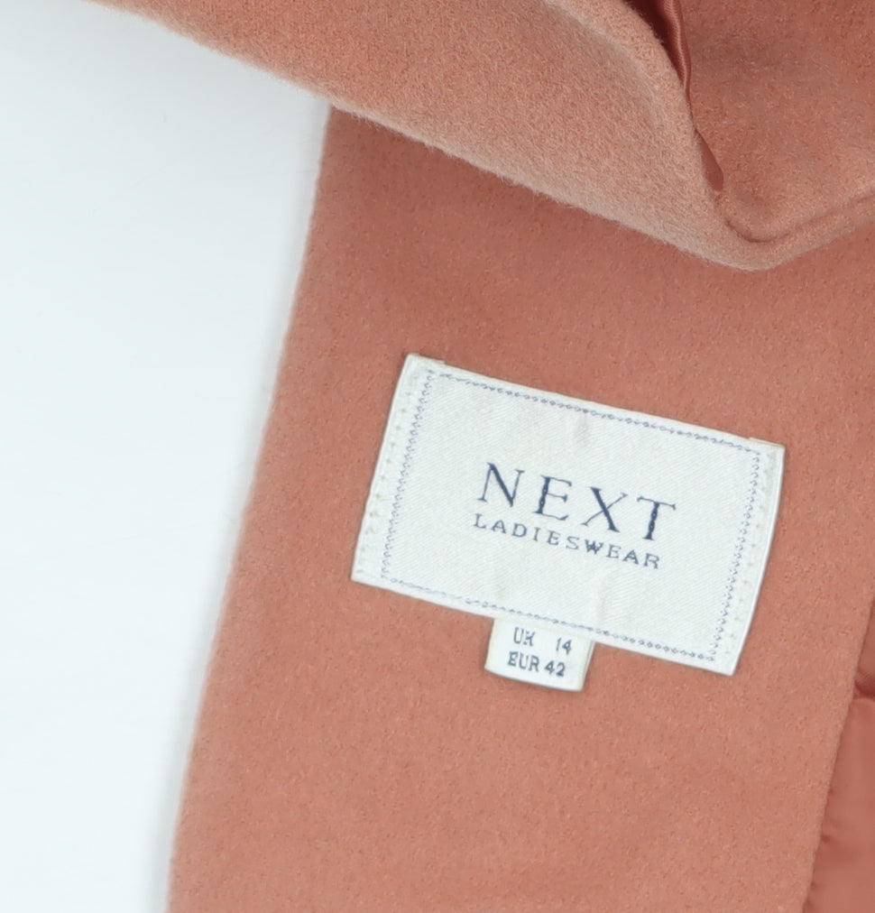 Next Womens Beige Wool Blend Blazer UK 14 Single-Breasted Jacket