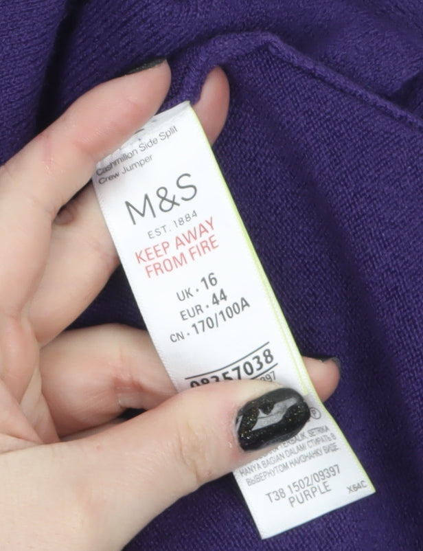 Marks and Spencer Women’s Purple Acrylic Crew Neck Jumper Size 16