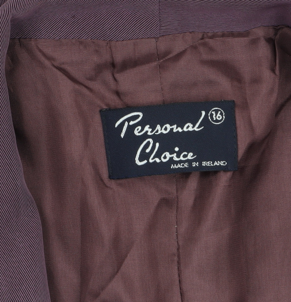Personal Choice Women Purple Size 16 Classic Lined Single-Breasted Blazer