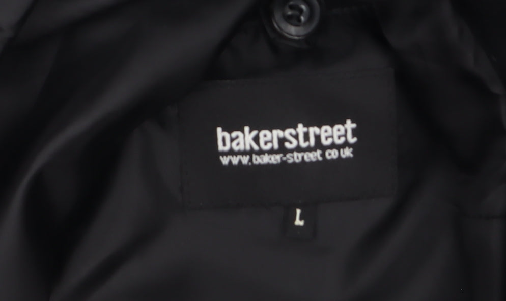 Bakerstreet Men's Black Wool Blend Mid-Length Zip Jacket L