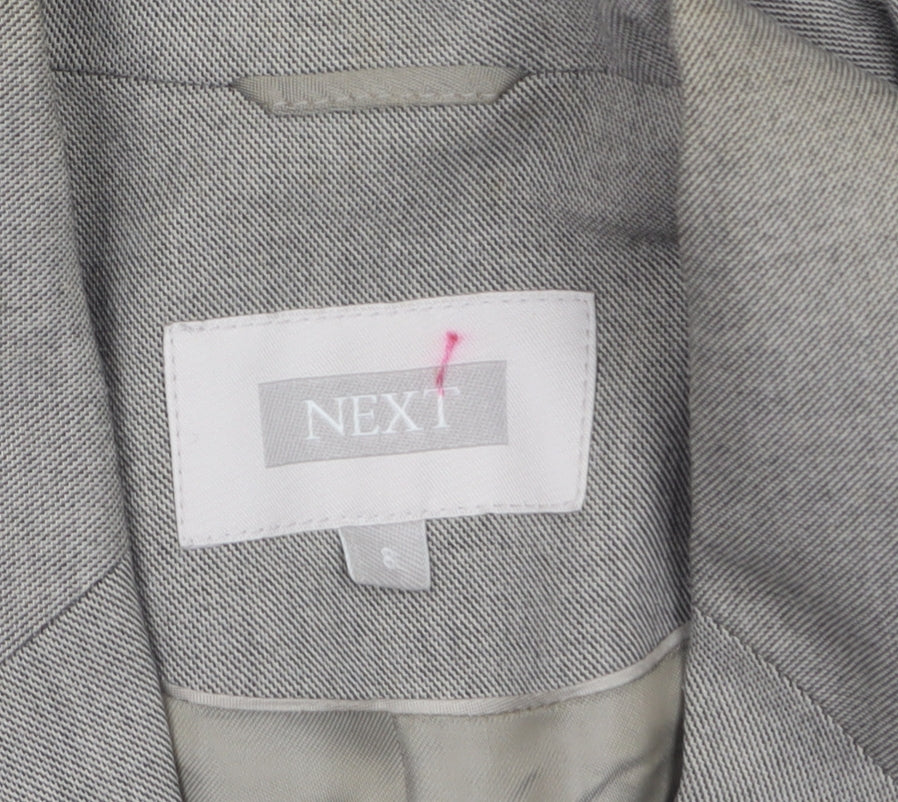 Next Women's Grey Single-Breasted Blazer Jacket Size 8 Classic Fit
